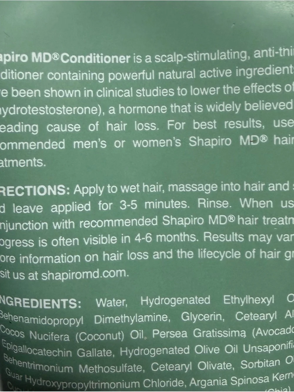 Shapiro MD DHT Fighting Conditioner, Triple Action Hair Therapy Formula 8 fl oz